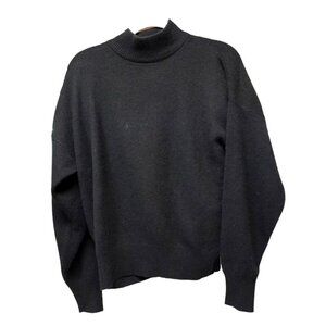 VTG 80s Sz Large Super Soft Minimalist Lambswool Angora Mock Neck Sweater Black